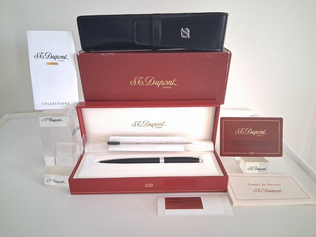 Dupont . Roller Balpen Chinese Lak Kleur Zwart + Dupont Etui, Ophalen of Verzenden, Balpen, Waterman