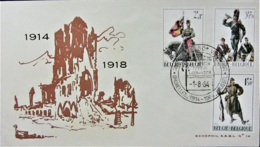 FDC- WO I- BELGIË- SLAG AAN DE IJZER 1914-1918, Ophalen of Verzenden, Gestempeld, Overige thema's