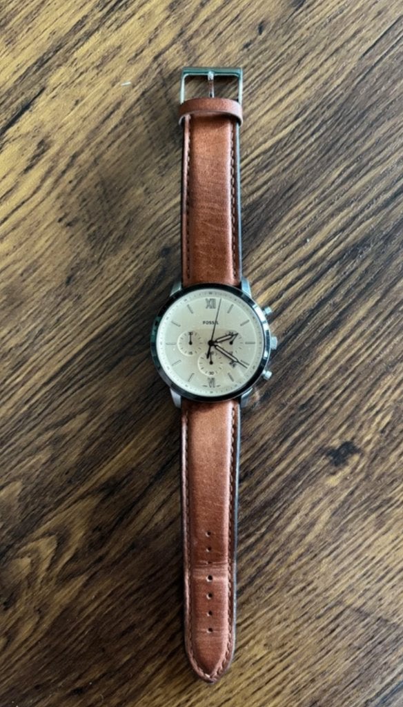 Horloge Fossil cognac leder, Overige merken, Leer, Staal, Polshorloge