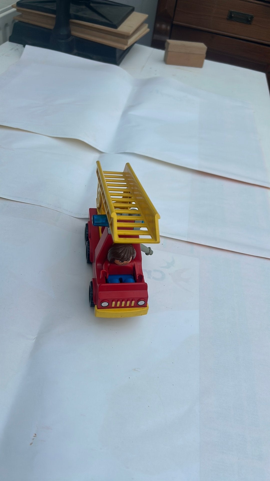 Oude duplo brandweerwagen, Kinderen en Baby's, Ophalen, Gebruikt, MOC (eigen creatie), Compleet