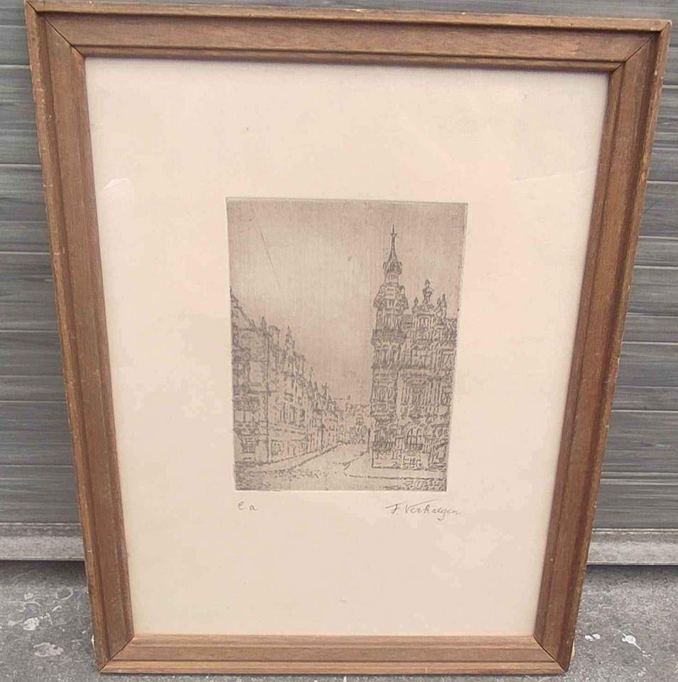 eau forte epreuve d artiste signe fernand verhaegen, Antiquités & Art, Enlèvement ou Envoi