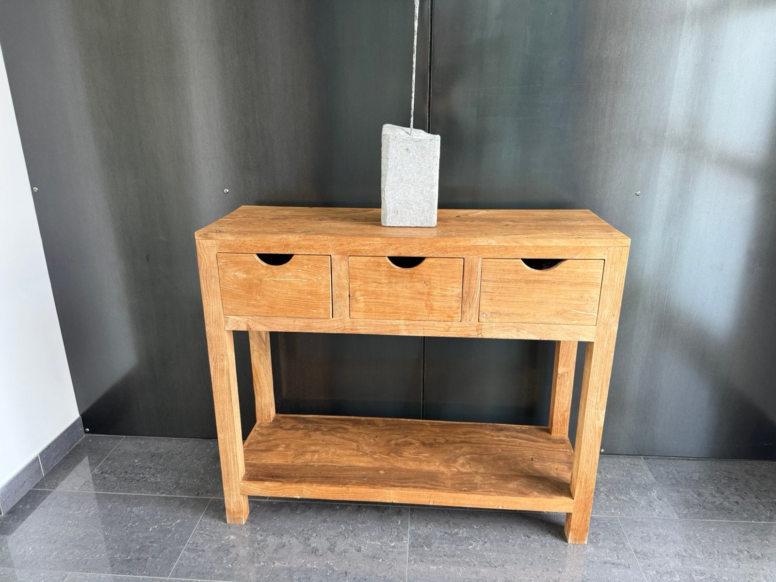 Console 3 laden teak naturel kleur, Maison & Meubles, Tables | Dessertes, Teck, 50 à 100 cm, Enlèvement, Utilisé