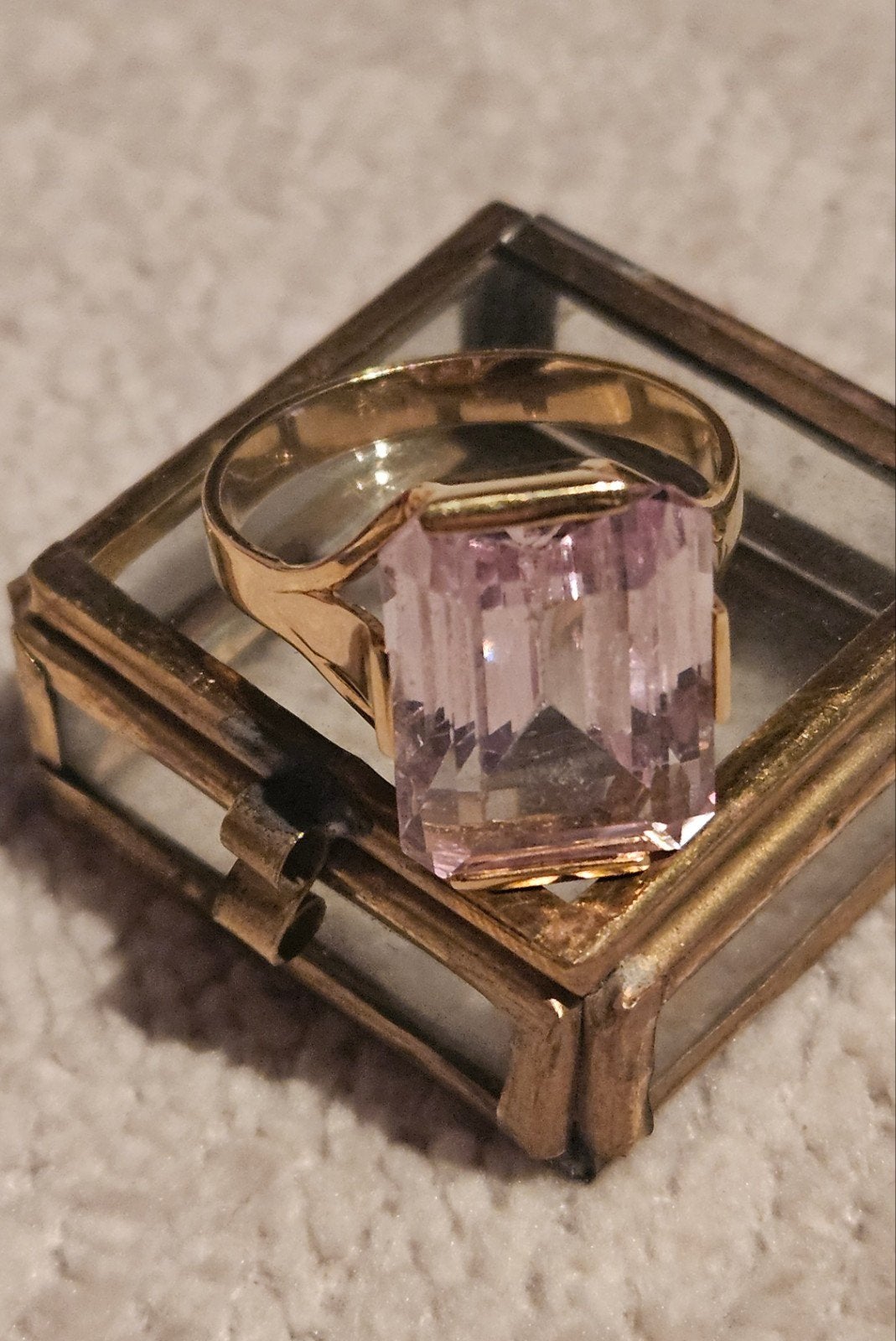 Bague Cocktail Années 60 Or 18k et Kunzite Véritable, Enlèvement ou Envoi
