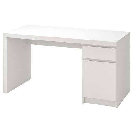 IKEA MALM desk in white, 140  65 cm, article 602.141.59, Maison & Meubles, Bureau d'ordinateur, 65 cm, Enlèvement, Utilisé