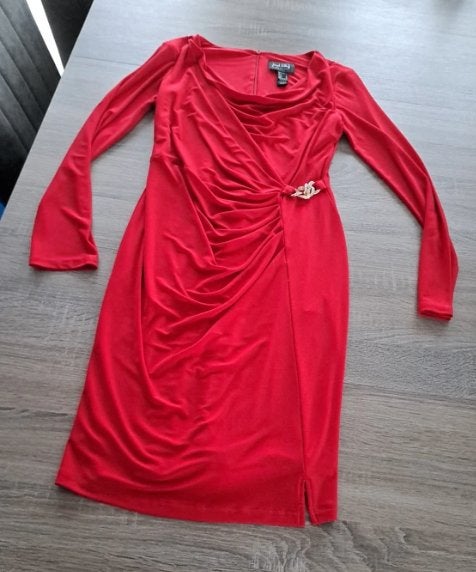 Joseph Ribkoff Signature rode jurk medium, Maat 38/40 (M), Ophalen of Verzenden, Zo goed als nieuw, Knielengte