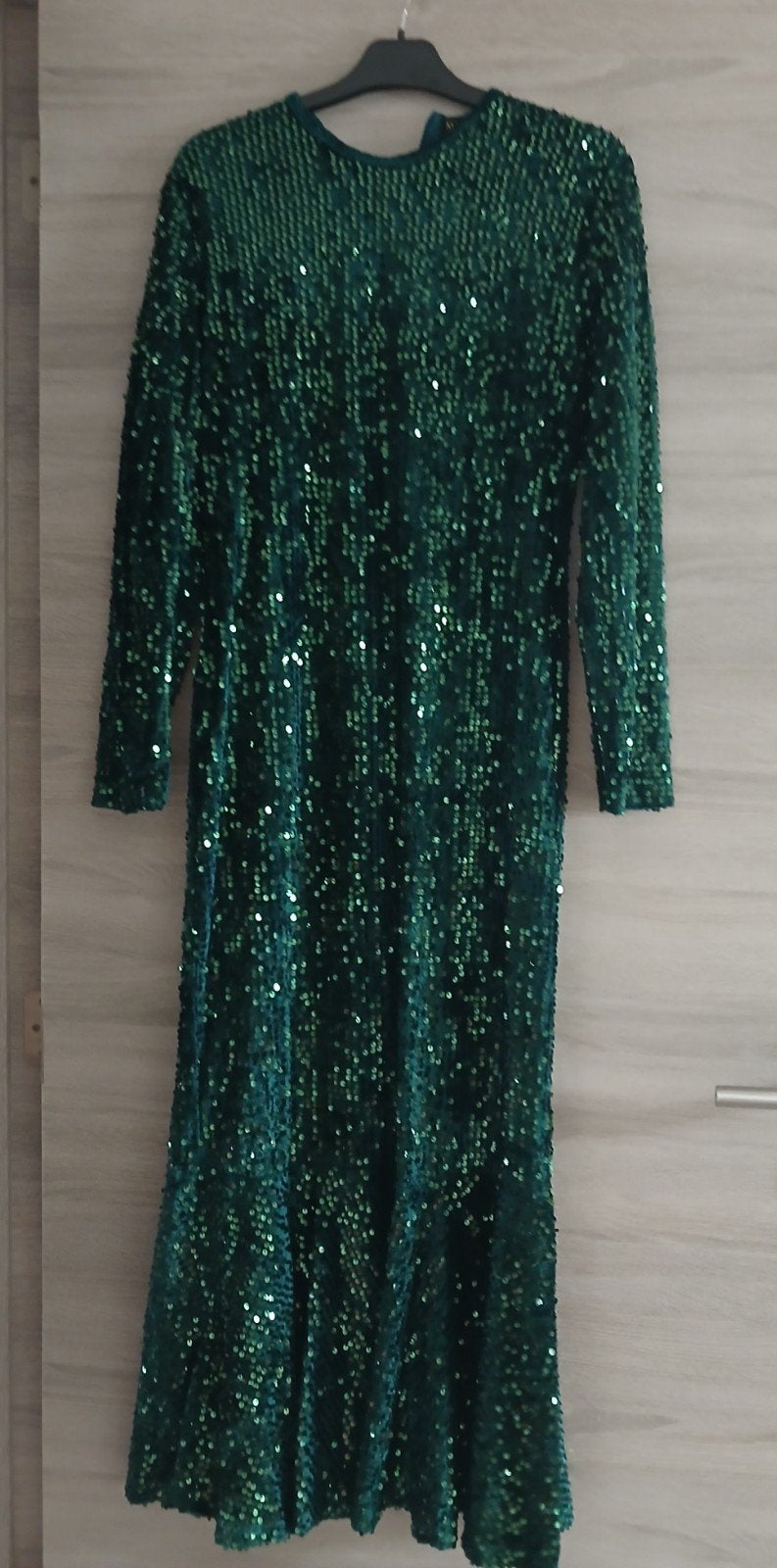 Smaragdgroene paillettenjurk, Ophalen of Verzenden