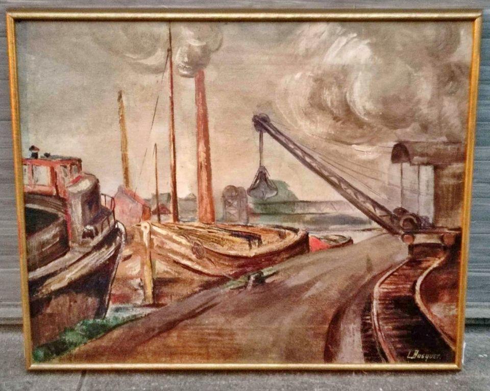 Huile sur toile industriel signe Lucienne bosquet, Antiquités & Art, Art | Peinture | Classique, Enlèvement ou Envoi
