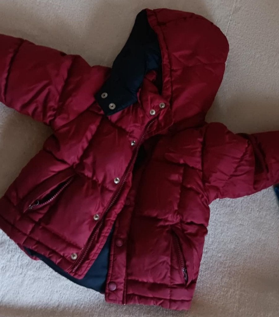 Maat 92 gewatteerde warme jas voor jongen / bordeaux, Kinderen en Baby's, Ophalen, Gebruikt, Jongen, Jas