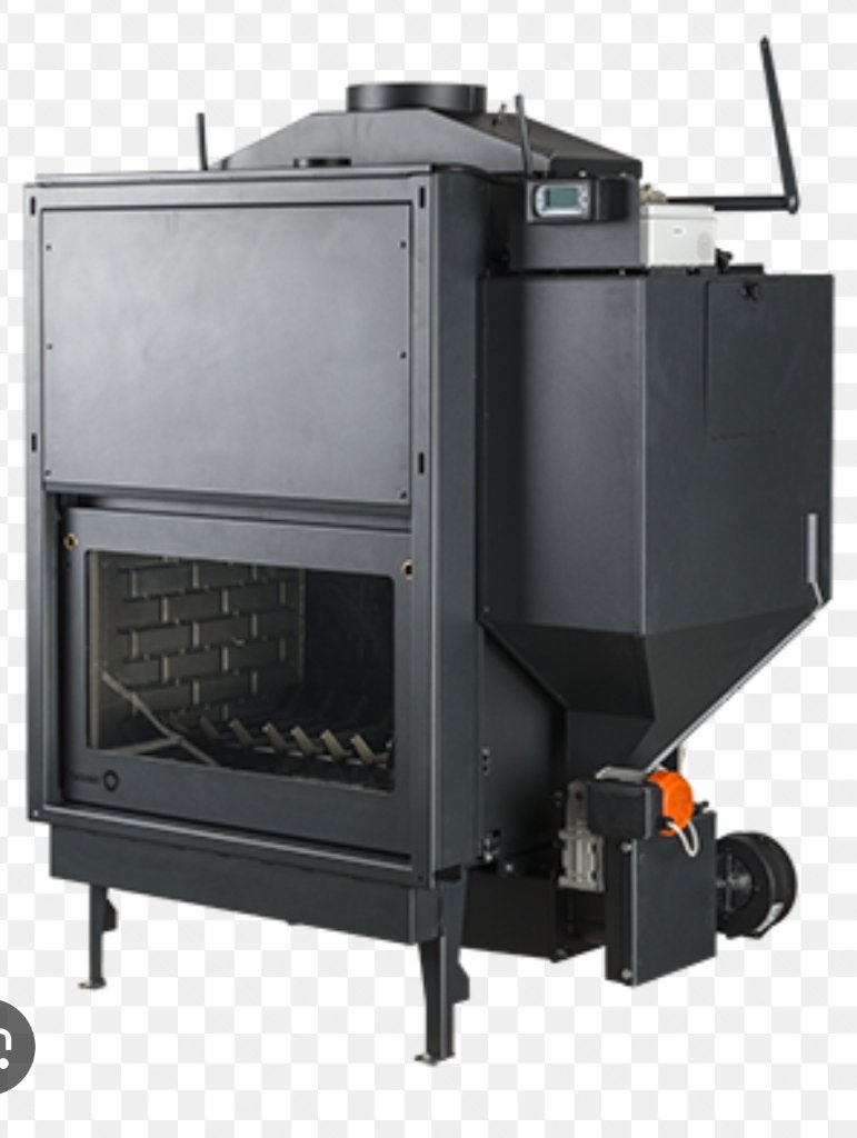 Poele pellet/bois Tatano 25kW + cheminée + ballons, Huis en Inrichting, Ophalen, Zo goed als nieuw