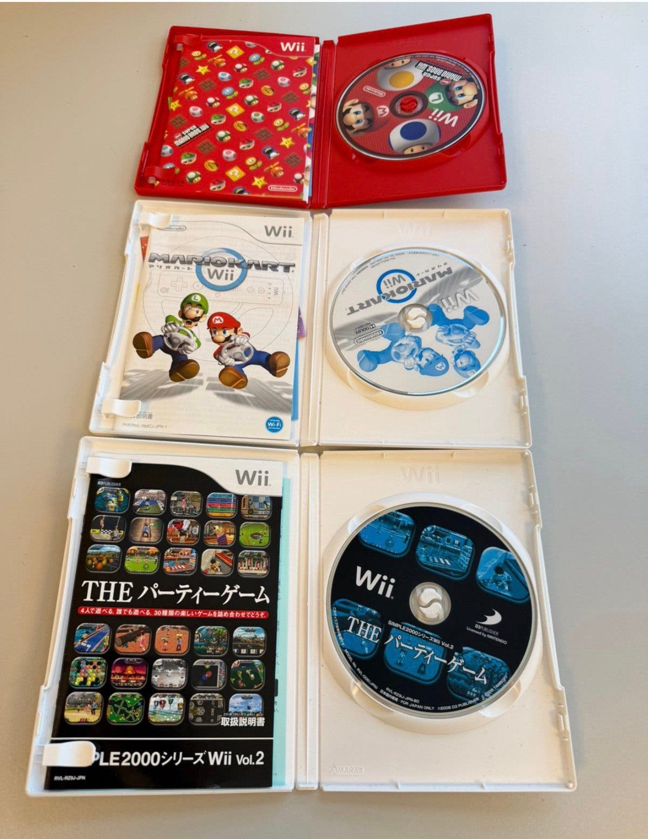 3 Japanse Nintendo Wii Games Mario Kart Mario Bros JPN Japan, Games en Spelcomputers, Ophalen of Verzenden, Zo goed als nieuw