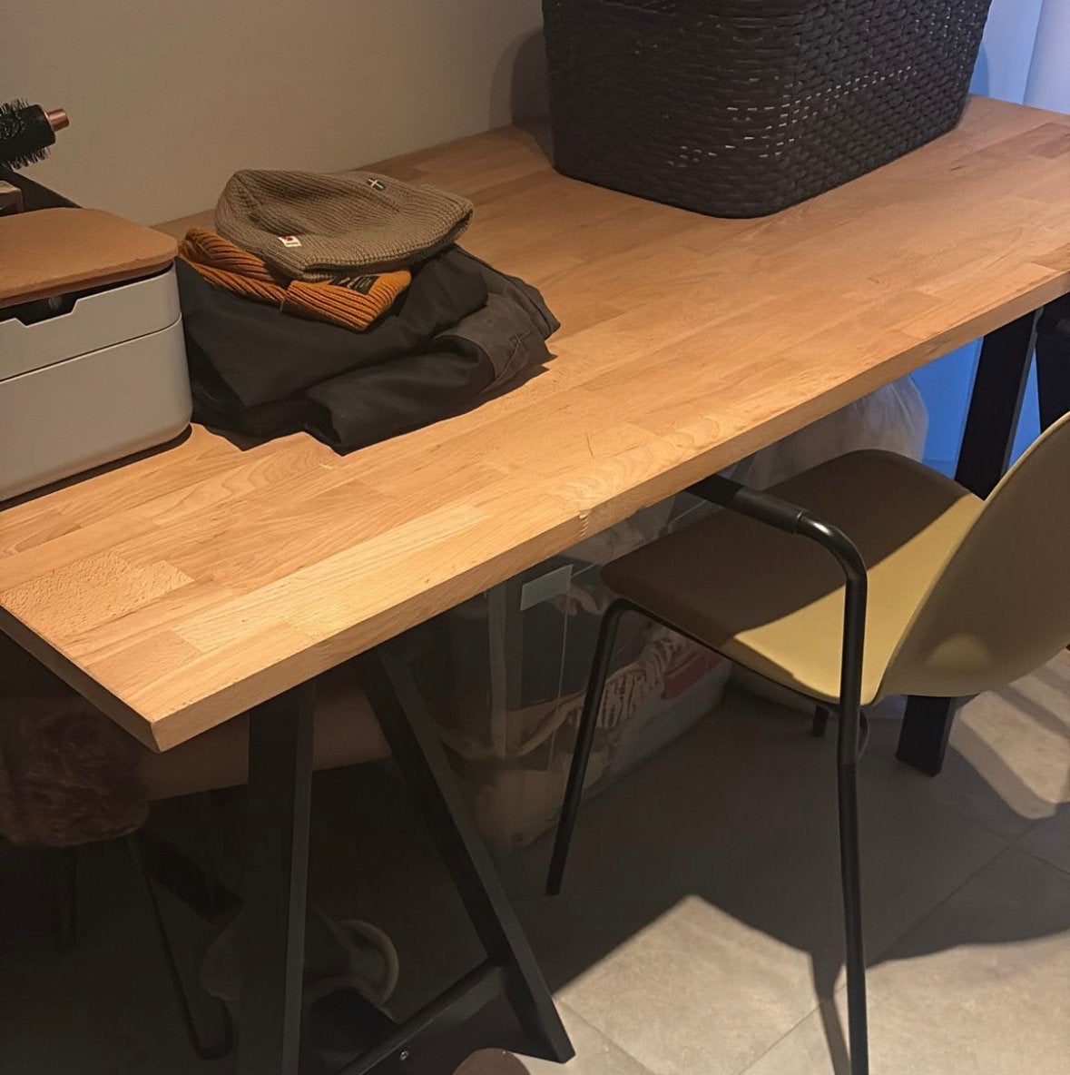 Bureau en stoel, Huis en Inrichting, Bureaus, Ophalen, 155 cm, Hout, Zo goed als nieuw