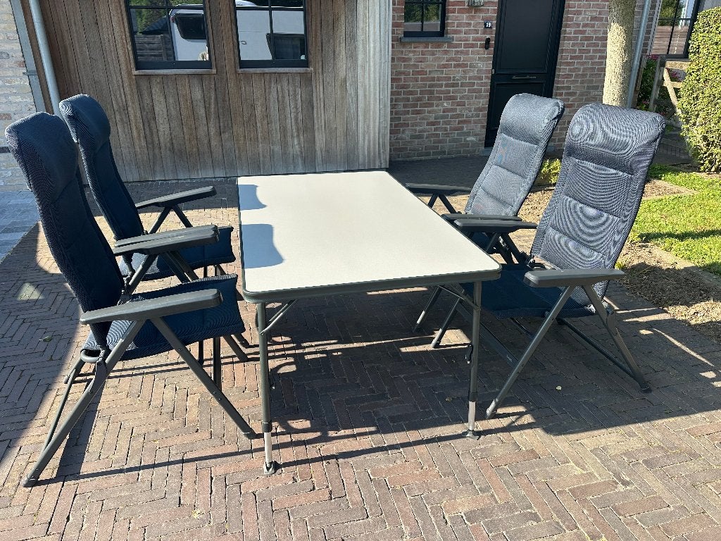 campeertafel met stoelen, Caravanes & Camping, Meubles de camping, Enlèvement, Comme neuf, Table de camping