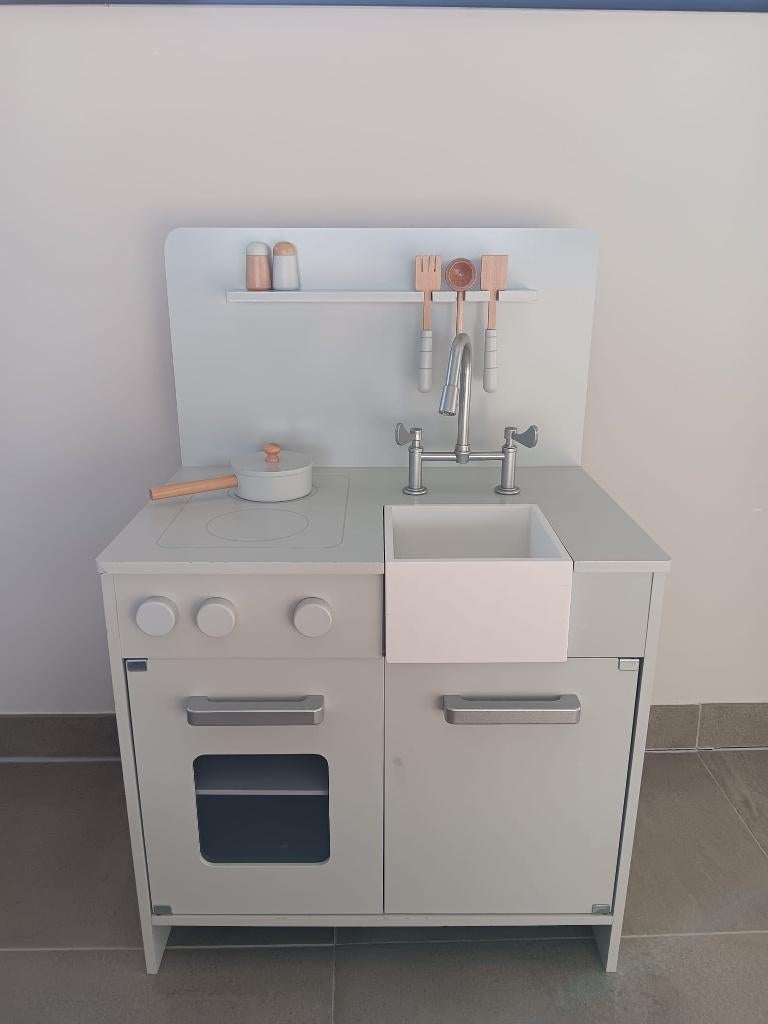 Houten speelgoedkeuken grijs, Enlèvement, Comme neuf, Bois, Jouer à la cuisine