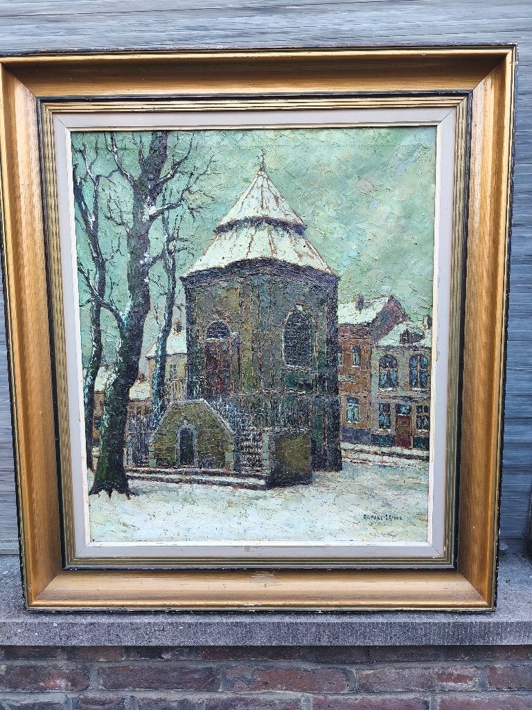 huile sur toile eglise montigny signe armand lacour, Antiquités & Art, Art | Peinture | Classique, Enlèvement, Toile