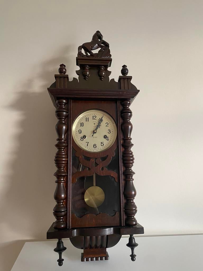 Antique German Junghans Style Vienna Regulator Wall Clock, Antiek en Kunst, Antiek | Klokken, Ophalen of Verzenden
