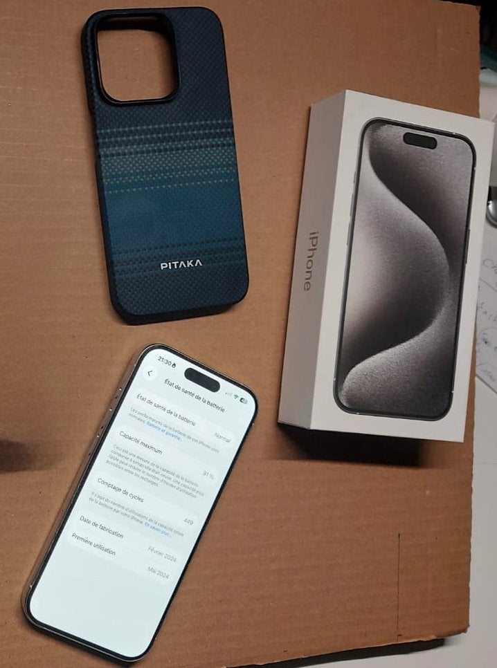 iPhone 15 Pro 256GB Titanium - Batterie 91%, Télécoms, Téléphonie mobile | Apple iPhone, Utilisé, 256 GB, Sans abonnement, Sans simlock