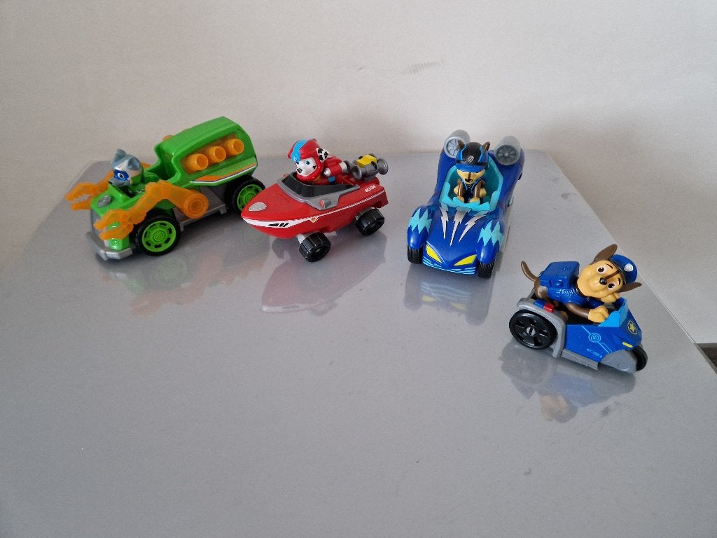 PAW Patrol - 4 figuren met voertuig, Kinderen en Baby's, Ophalen, Zo goed als nieuw