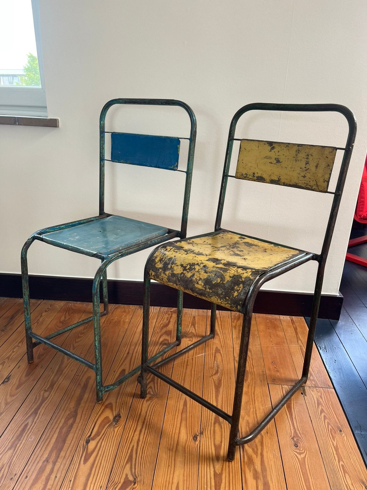 Vintage java metalen stoelen industriele look, Huis en Inrichting, Stoelen, Ophalen, Zo goed als nieuw, Twee