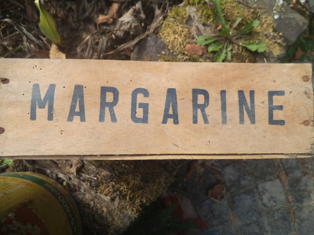 boîte à margarine en bois, Collections, Enlèvement ou Envoi, Utilisé
