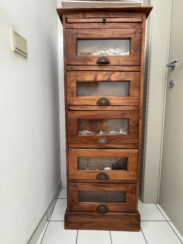 LADEKAST TEAK met 5 laden en uitschuifbaar blad, Huis en Inrichting, Ophalen, Gebruikt, 5 laden of meer, 100 tot 150 cm