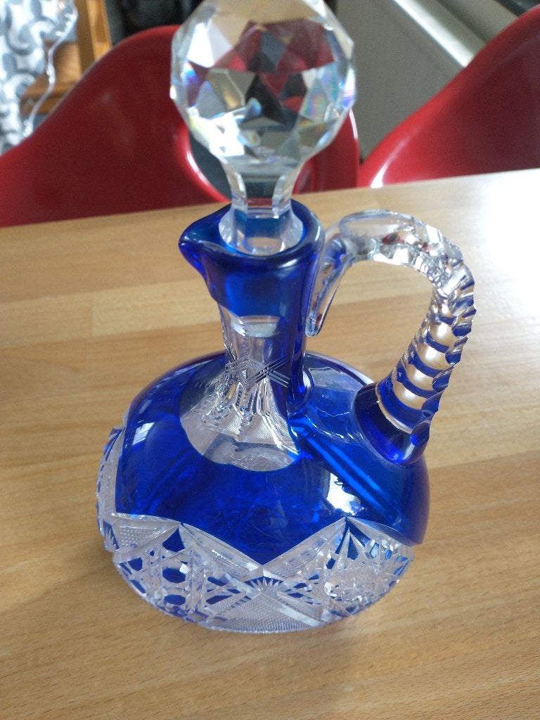 carafe en cristal doublé bleu cobalt, Enlèvement