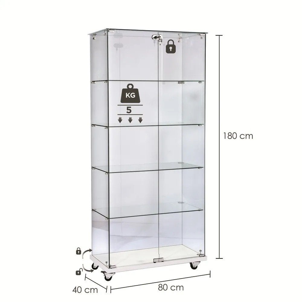 RETIF winkel vitrinekast 180 cm – custom LED – zwenkwielen, Huis en Inrichting, Kasten | Vitrinekasten, Ophalen, Gebruikt, 50 tot 100 cm