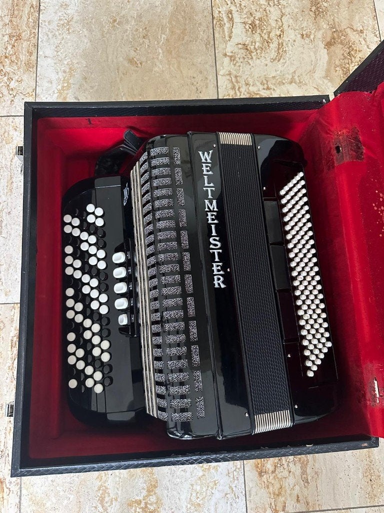 Weltmeister Knopaccordeon, Musique & Instruments, Avec valise, Enlèvement, Utilisé, 120 basses