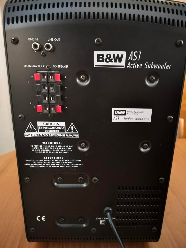 B&W AS1 Subwoofer Hi-Fi, Enlèvement