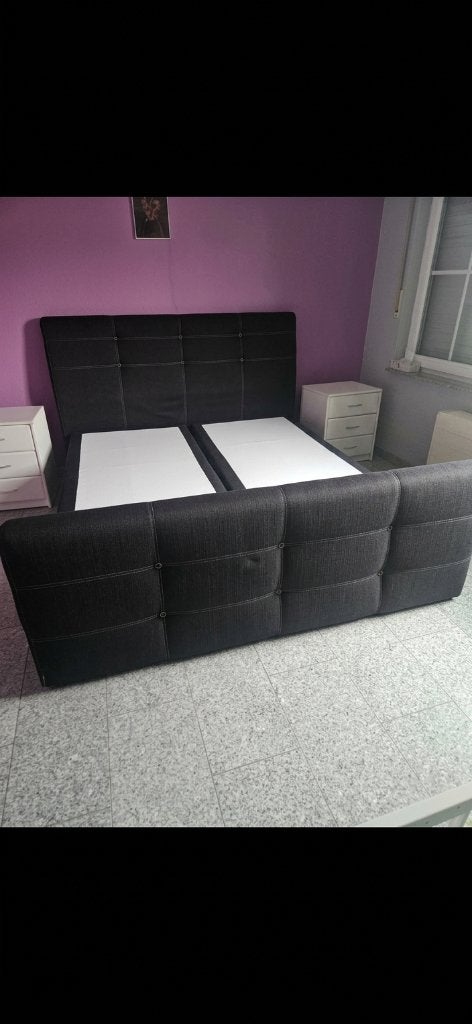 2-persoons bed, Huis en Inrichting, Slaapkamer | Bedden, Ophalen, Gebruikt, Zwart, Tweepersoons
