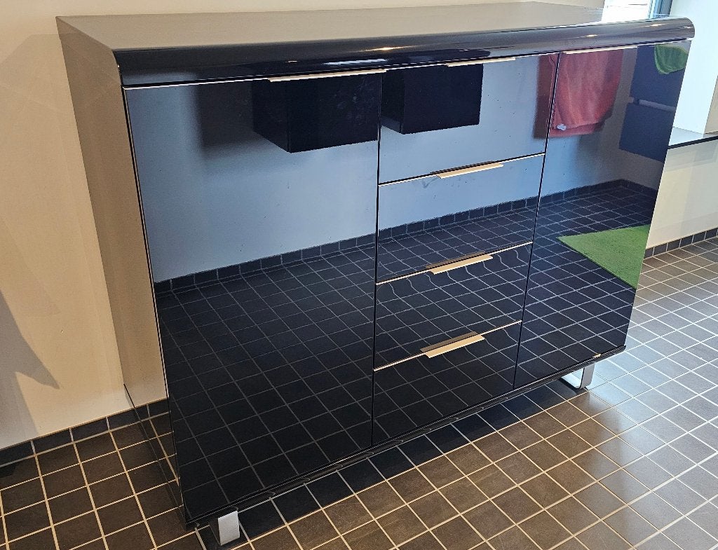 Boston wandkast hoogglans zwart 145cm, Ophalen, Overige materialen, Gebruikt, 100 tot 150 cm