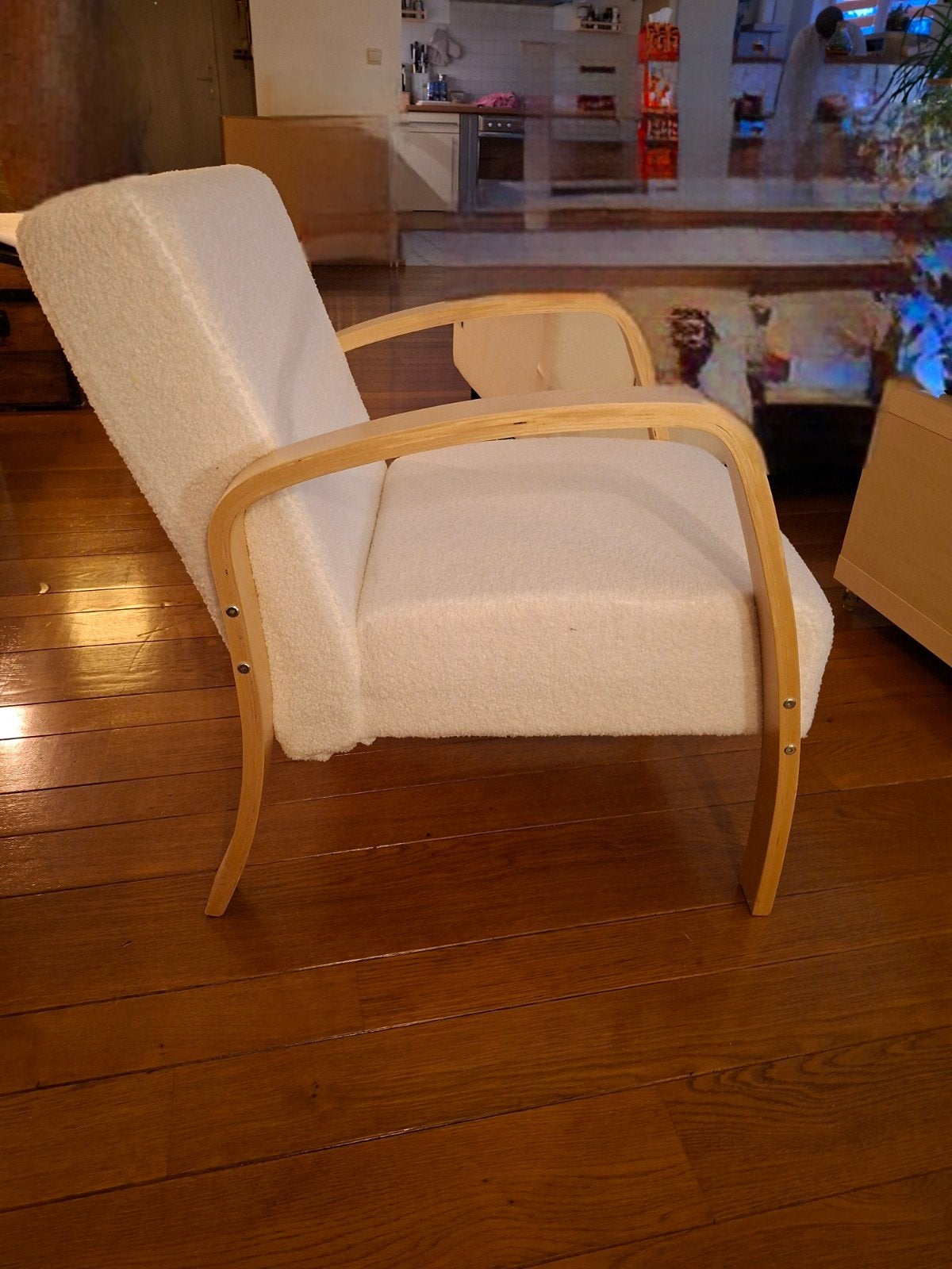 Fauteuil Scandinave Design "Hella" 80cm Blanc, Maison & Meubles, Comme neuf, Enlèvement, Une, Bois
