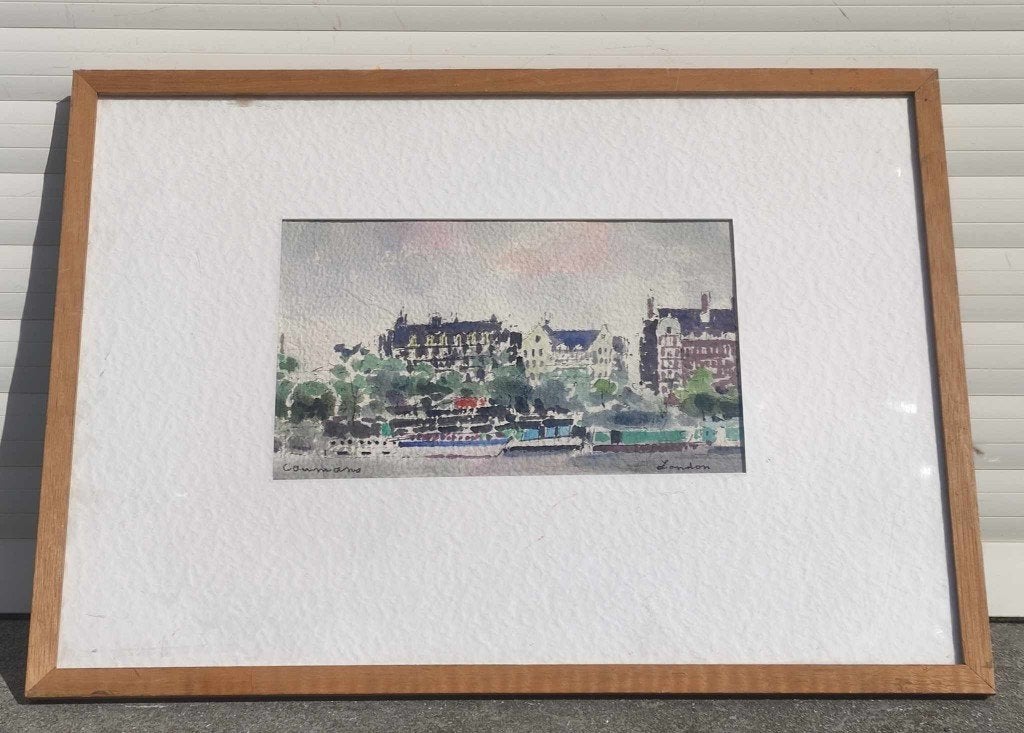aquarelle london signe raymond coumans, Antiek en Kunst, Ophalen of Verzenden, Aquarel