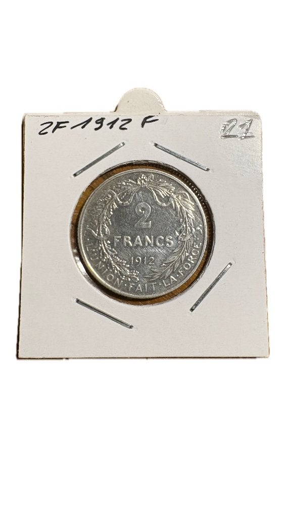 ALBERT I : Argent 2 FRANCS 1912F, Enlèvement ou Envoi, Argent, Argent