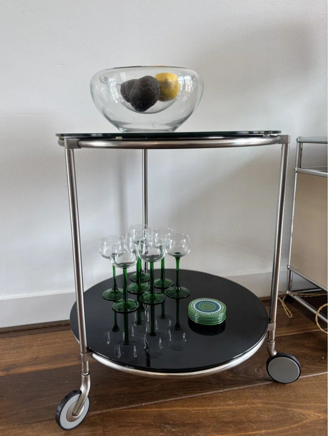 Ikea strind bijzettafeltjes 2x nieuw in de doos vintage, Neuf, Rond, Moins de 55 cm, Verre