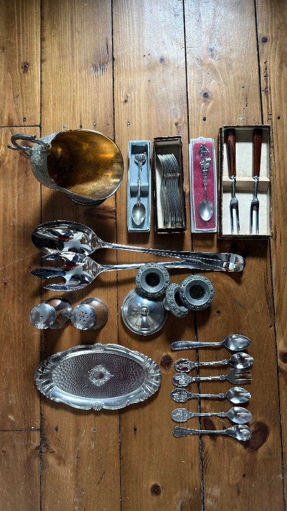 Gemengd lot vintage verzilverde voorwerpen, brocante, Ophalen of Verzenden