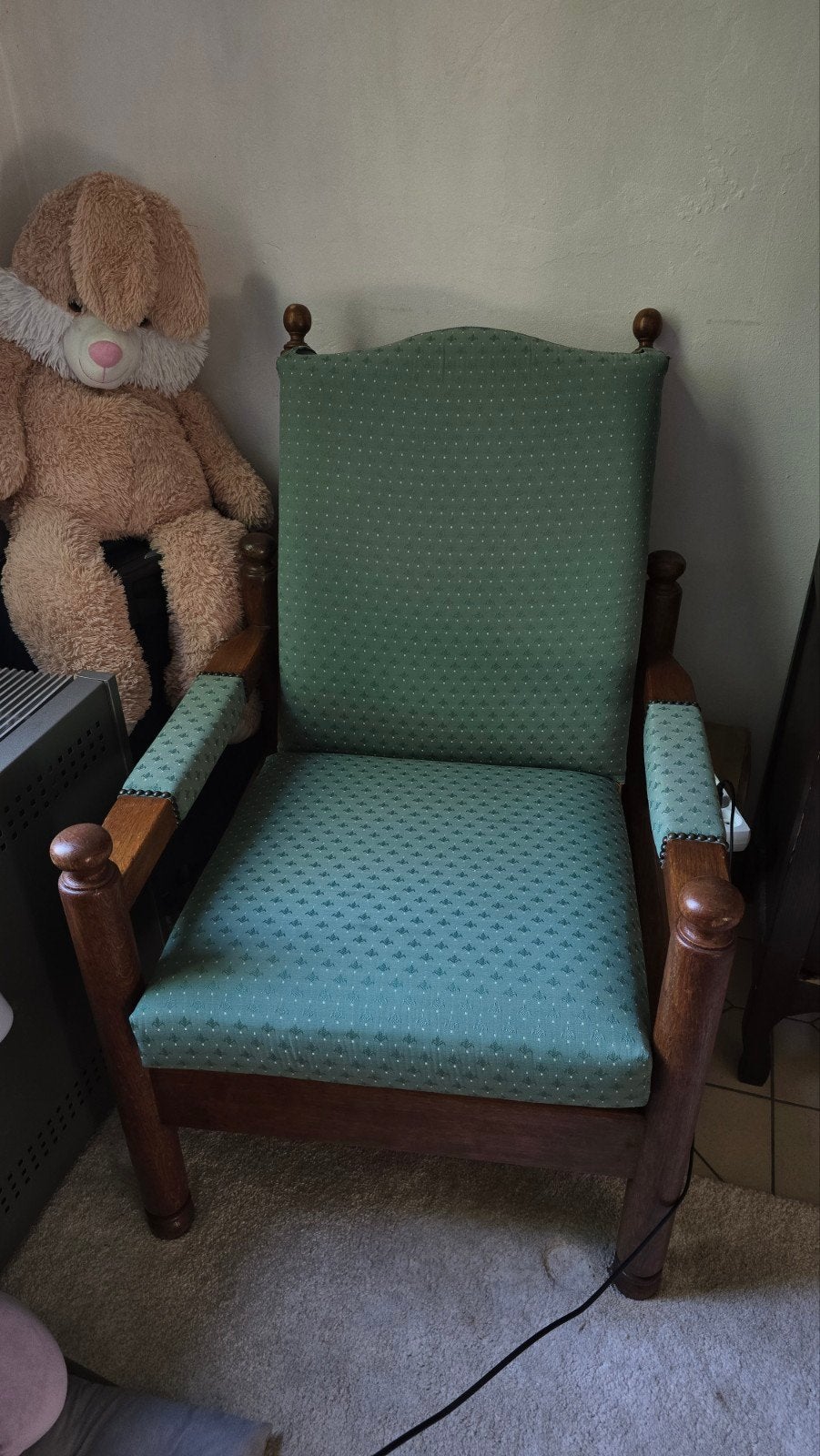 Klassieke houten fauteuil / armstoel / zetel – goede staat, Gebruikt, Minder dan 75 cm, Stof, 50 tot 75 cm
