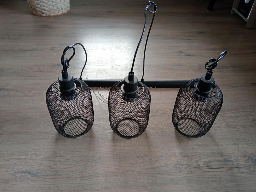 Zwarte hanglampen, Ophalen, Zo goed als nieuw, Metaal of Aluminium, Modern