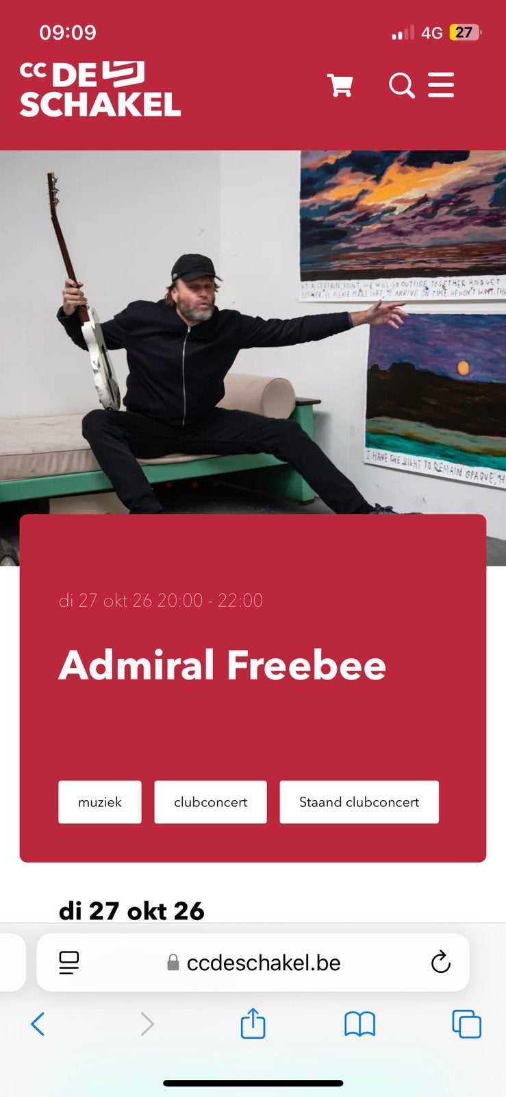 Tickets Admiral Freebee, Deux personnes, Octobre, Rock