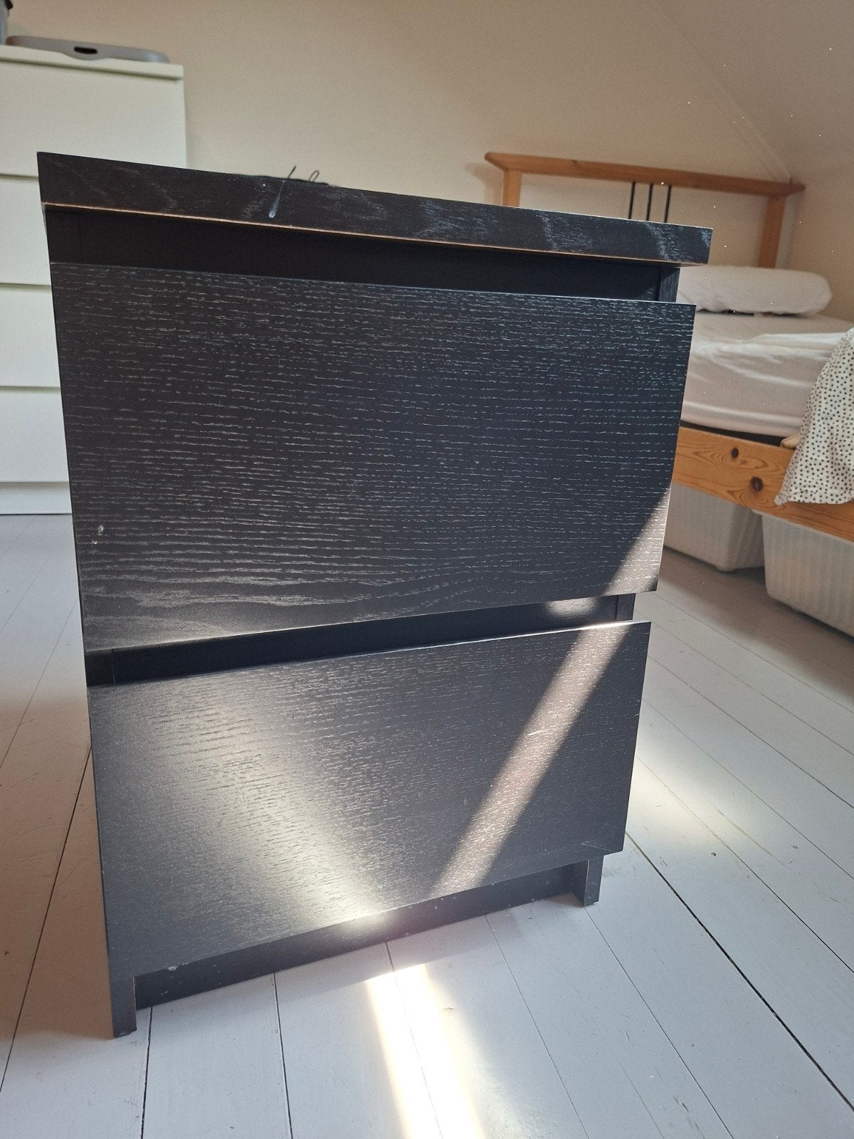 Zwart ladekastje - Malm (Ikea), Huis en Inrichting, Ophalen, Minder dan 50 cm, 1 of 2 laden, Zo goed als nieuw