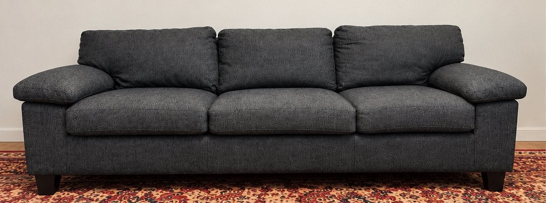 3-zitsbank met bijpassende fauteuil – donkergrijs, Huis en Inrichting, 150 tot 200 cm, Ophalen of Verzenden, Zo goed als nieuw