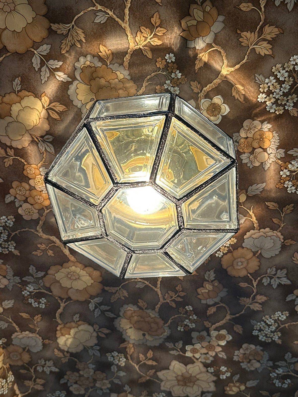 Beau plafonnier ancien en verre TB état, Comme neuf, Verre, Enlèvement, Années 70