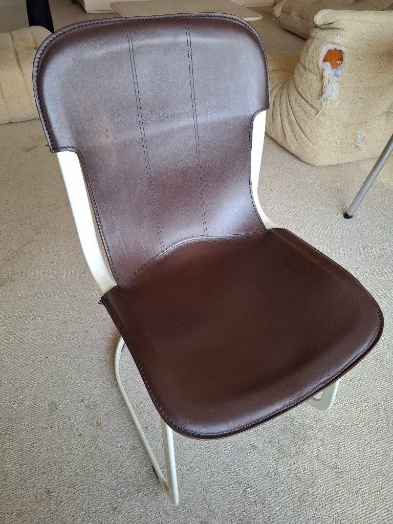 Willy Rizzo Stoelen (4 stuks), Huis en Inrichting, Stoelen, Zo goed als nieuw, Vier, Leer, Bruin, Ophalen