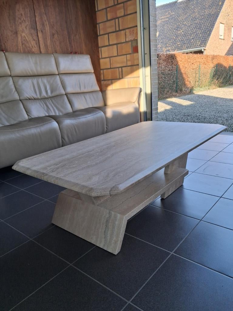 Table basse en travertin massif, parfait état !, Enlèvement