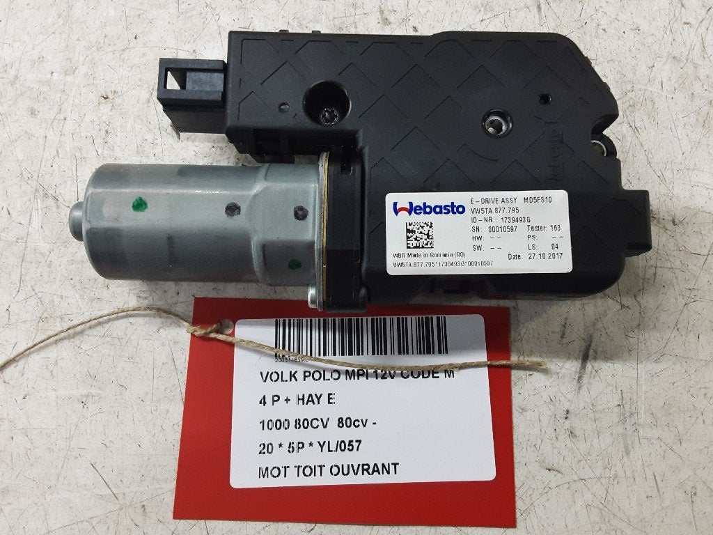 TOIT OUVRANT MOTEUR Volkswagen Polo VI (AW1) (5TA877795), Volkswagen, Mevr. I. Hauben, Utilisé, Rue de l'Espoir 34 34
4030  GRIVEGNÉE, BE