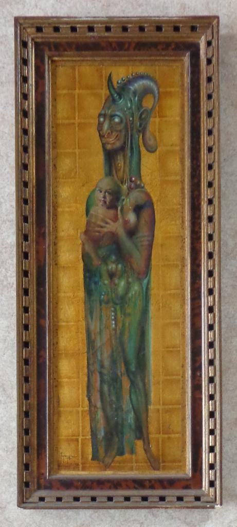 ROGER VAN BELLEGHEM / MOEDERLIEFDE / OLIEVERF 70x29cm KADER, Enlèvement ou Envoi