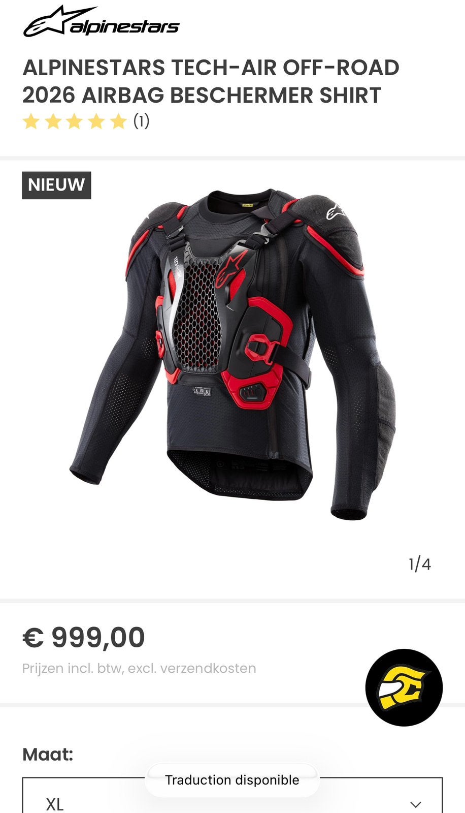 ALPINESTARS TECH-AIR OFF- ROAD 2026 AIRBAG BESCHERMER SHIRT, Enlèvement