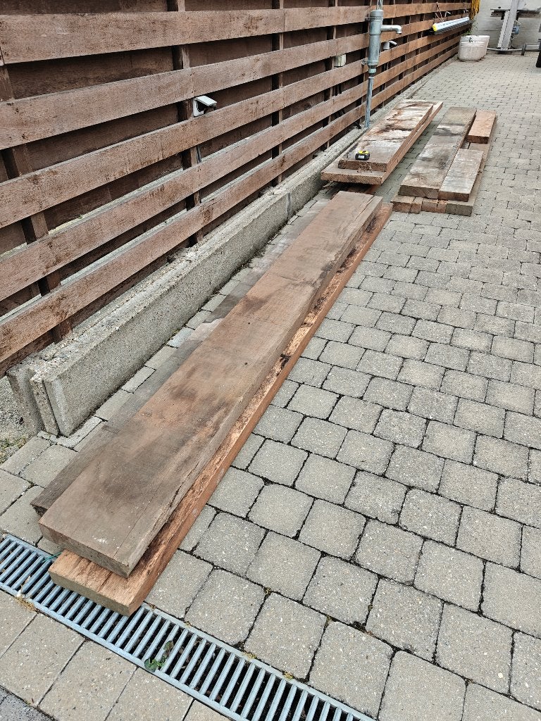 afzelia balken en schalen, Doe-het-zelf en Bouw, Hout en Planken, Ophalen, Overige houtsoorten