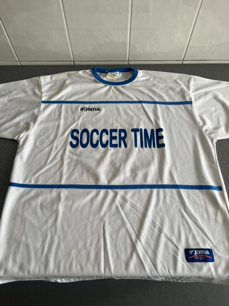 Wit met blauw voetbalshirt nr 18 Joma - maat L, Kleding | Heren, Sportkleding, Maat 52/54 (L), Wit, Ophalen of Verzenden, Zo goed als nieuw