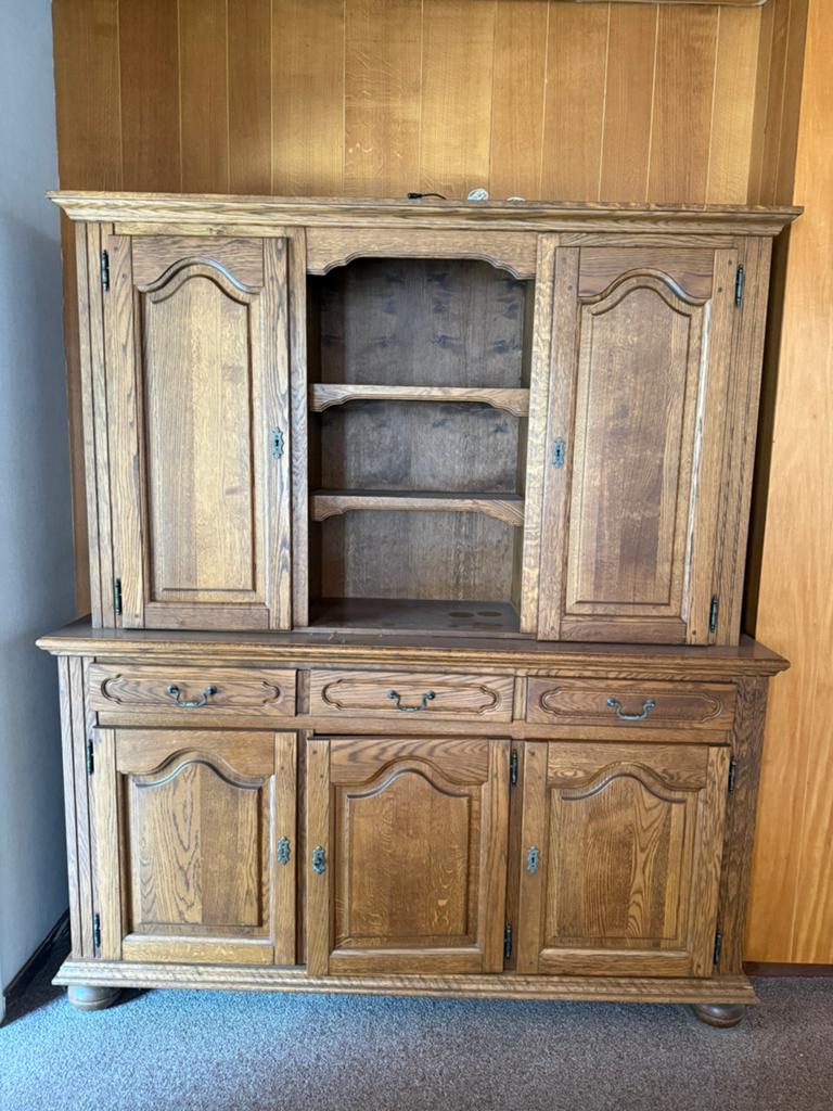 Vintage massief houten kledingkast, Huis en Inrichting, Ophalen, Gebruikt