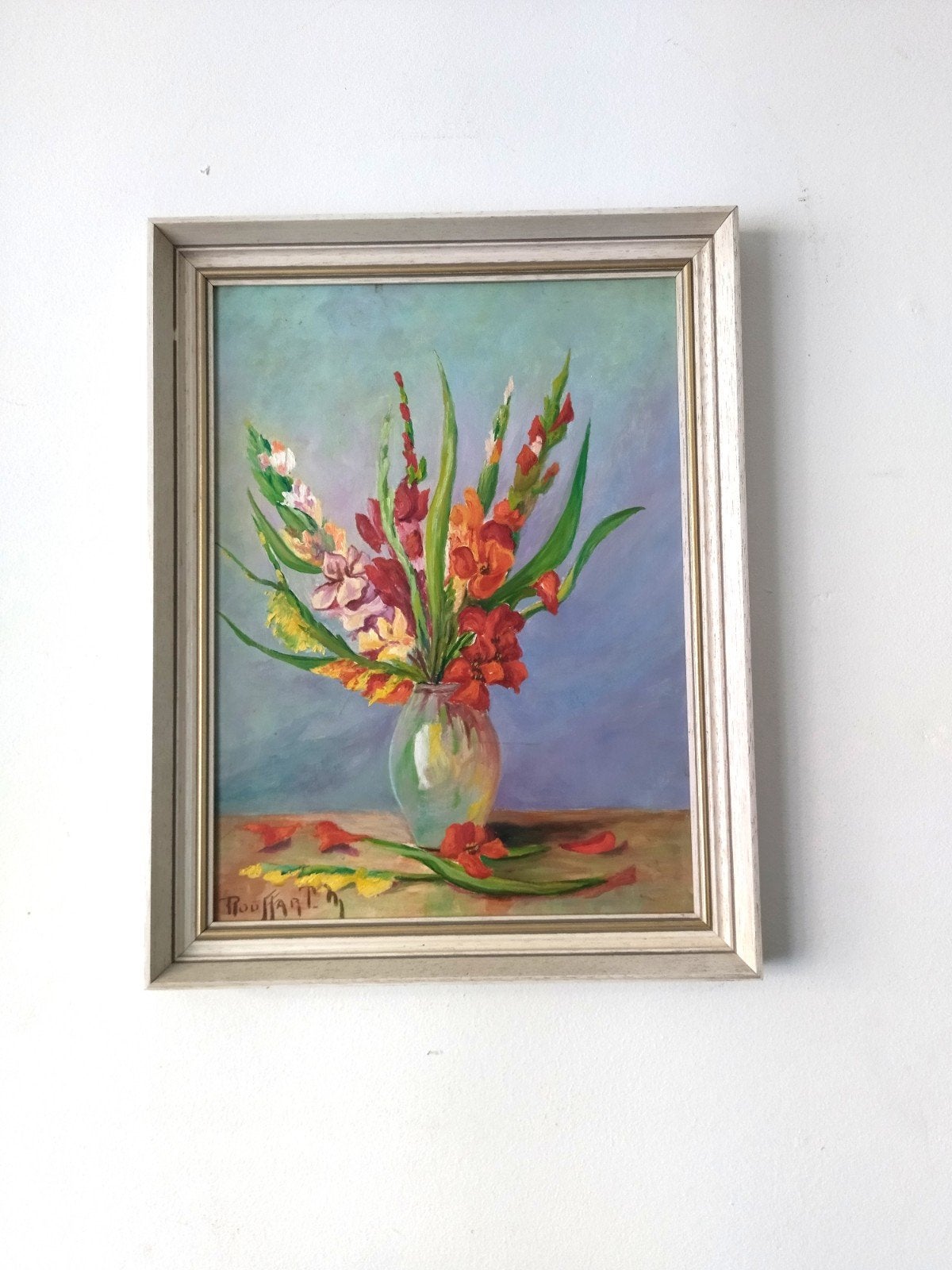 Tableau Huile sur Panneau – Nature Morte aux Glaïeuls, Antiquités & Art, Art | Peinture | Classique, Enlèvement ou Envoi